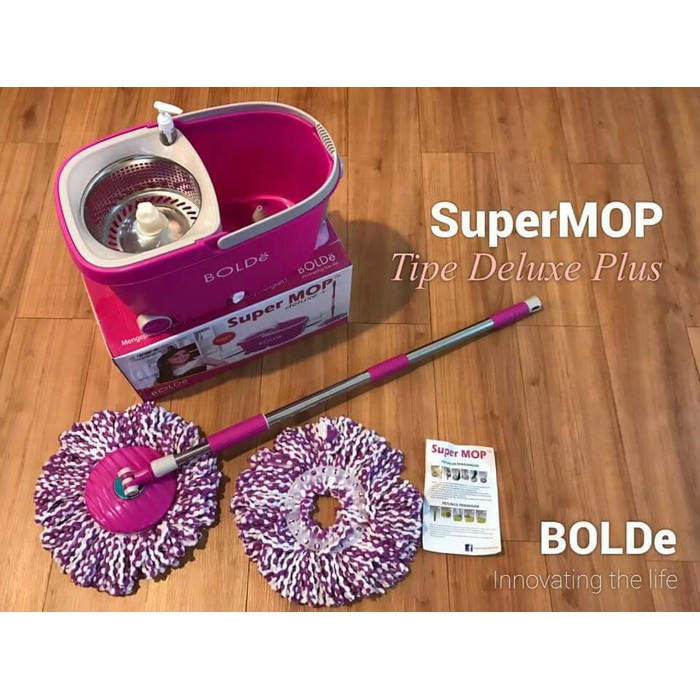 Alat Pel Lantai Pembersih Lantai Super Mop Bolde Deluxe Plus + Saringan Pel Stainless