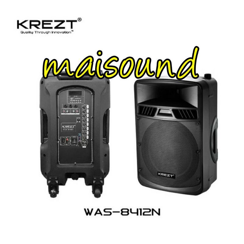 SPEAKER PORTABLE KREZT WAS 8412N 12 INCH BLUETOOTH KREZT 8412 N FREE MIC WIRELESS