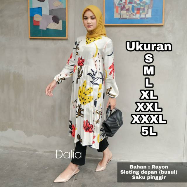 Jual Dalia Tunik - Ukuran S M L XL XXL XXXL 5L - Baju Atasan Jumbo
