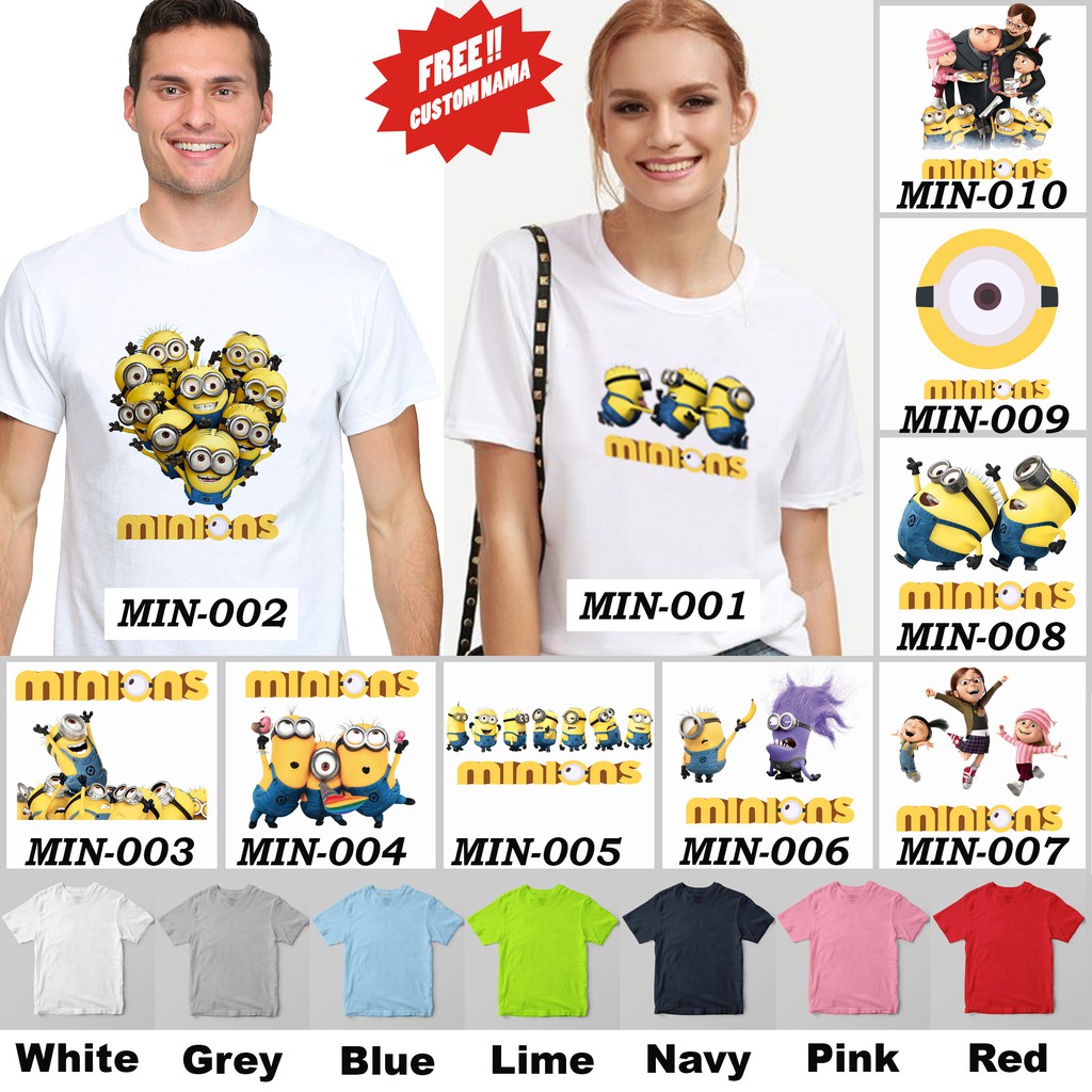 [FREE NAMA !!] Kaos Dewasa / Baju Minion Despicable Me 100% COTTON PREMIUM