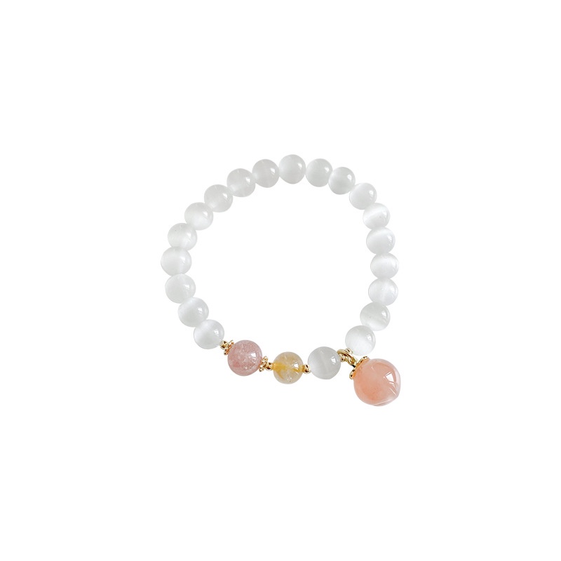 Gelang Manikmanik Onyx Opal Warna Peach Hias Kristal Gaya Mewah Untuk Wanita