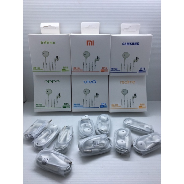 headset brand R15 + mic jack 3.5mm handsfree samsung all merek