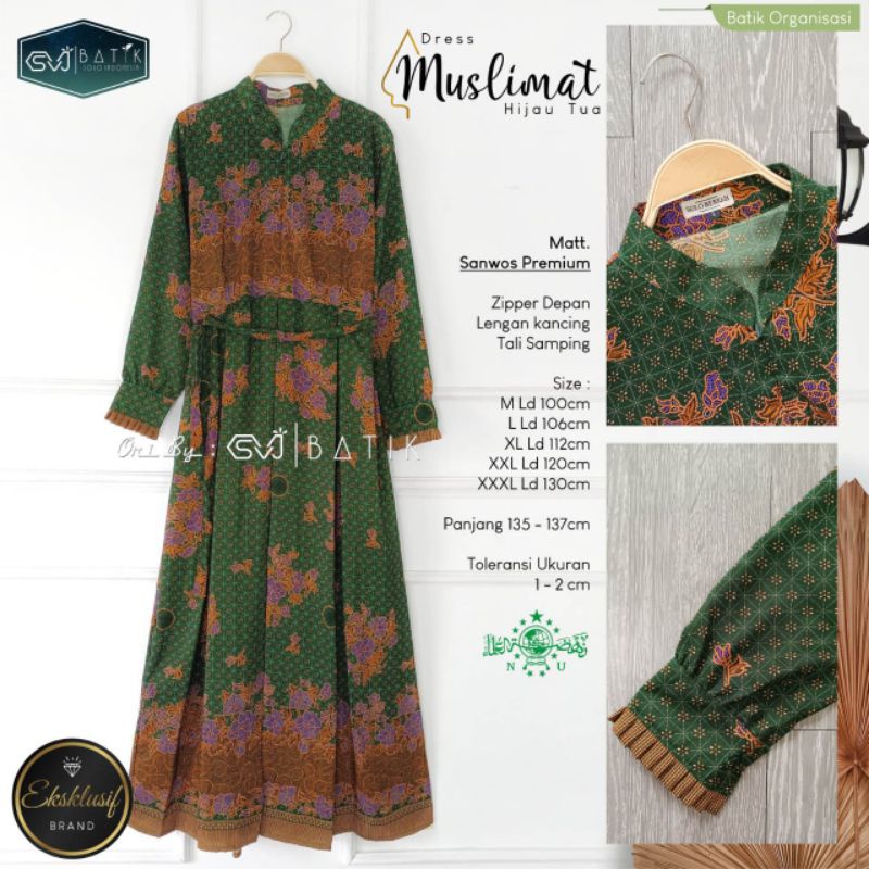 Exclusive Gamis Batik Muslimat Nu Terbaru 2023 Seragam Hijau Wanita Payung Pengajian Fatayat Nu