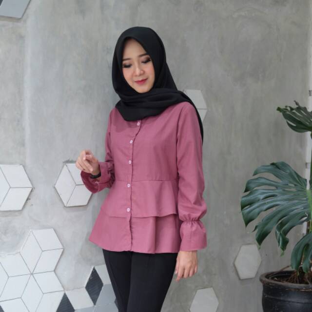 Anaya Kemeja Katun Polos Blouse Kuliah
