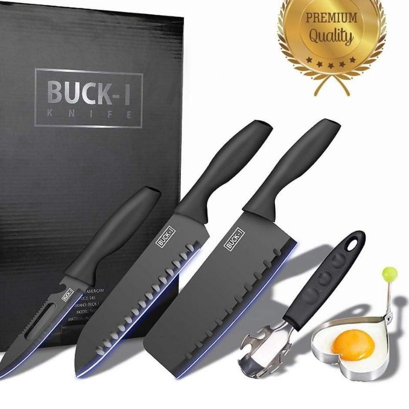 Pisau Set 5 Pcs Buck-I Knife Black J12