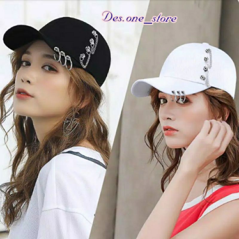 Topi anting cincin rante / topi baseball kpop / topi baseball  / topi cewe