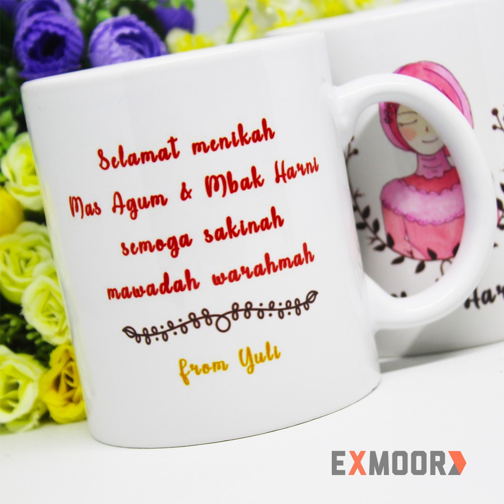 Mug Couple Polisi dan Wanita Hijab untuk Kado Pernikahan