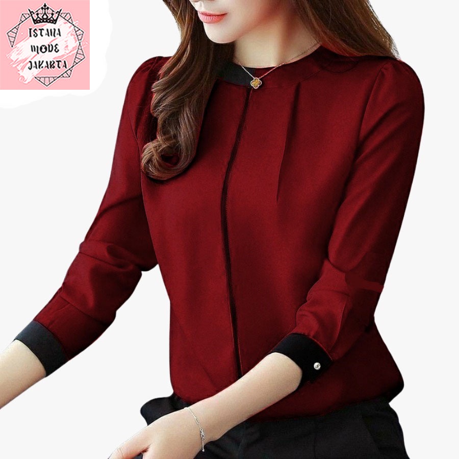 ISTANA MODE JAKARTA Verra baju atasan wanita terbaru blouse korean style blouse wanita lengan panjang-4