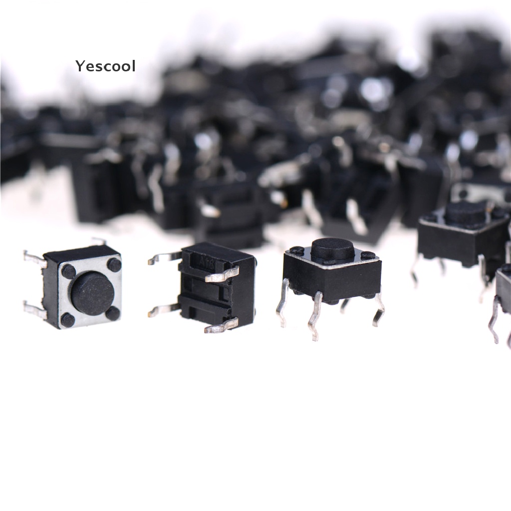 Yescool 100Pcs Saklar Tombol Tekan Momentary Tactile PCB Ukuran 6x6 X 4.5mm