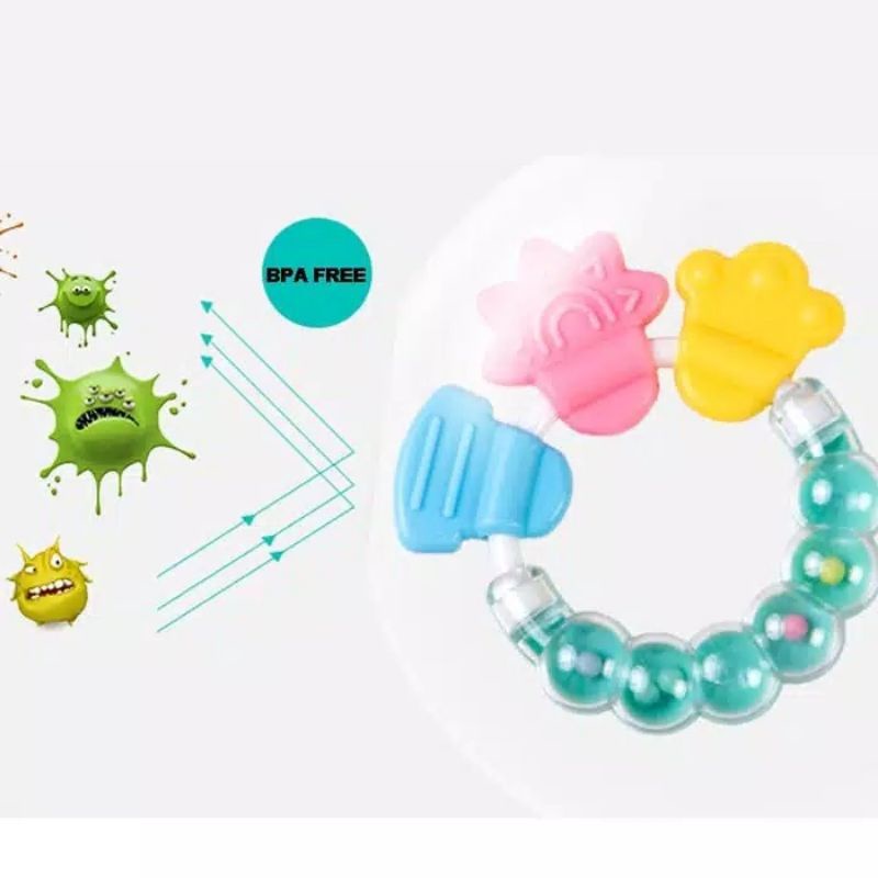 S5 Teether Kerincing Mainan Bayi | Gigitan Teter Tether Teeter Teeter Balita | Silikon Silicon Lunak