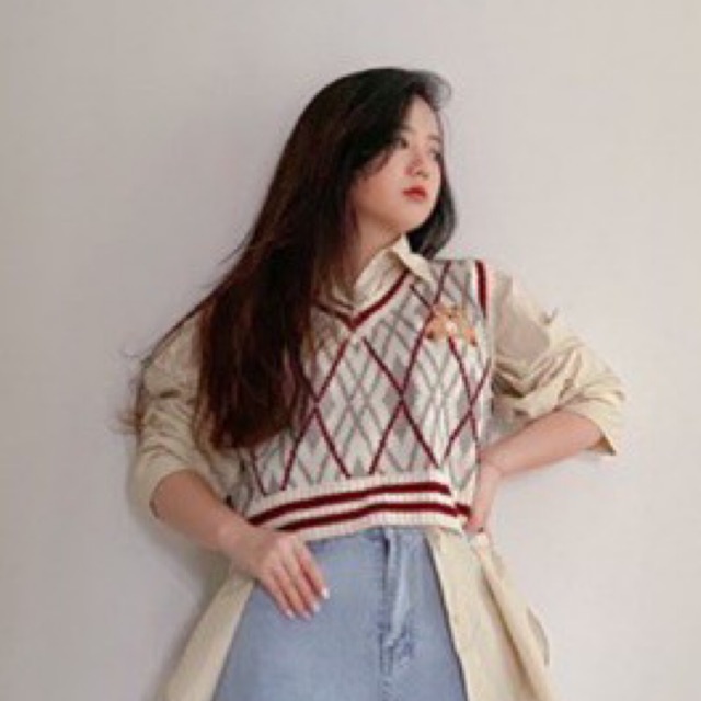 Beary Argyle Vest / Rompi Wanita Motif Argyle