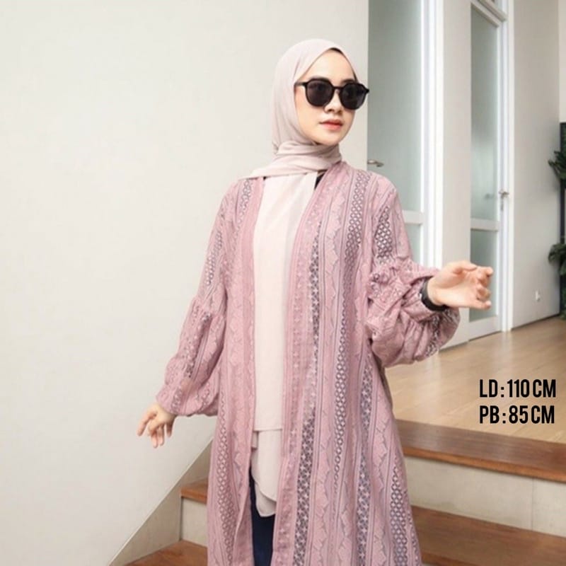 cardigan brukat lengan balon/cardigan brukat premium/cardigan panjang/cardigan murah
