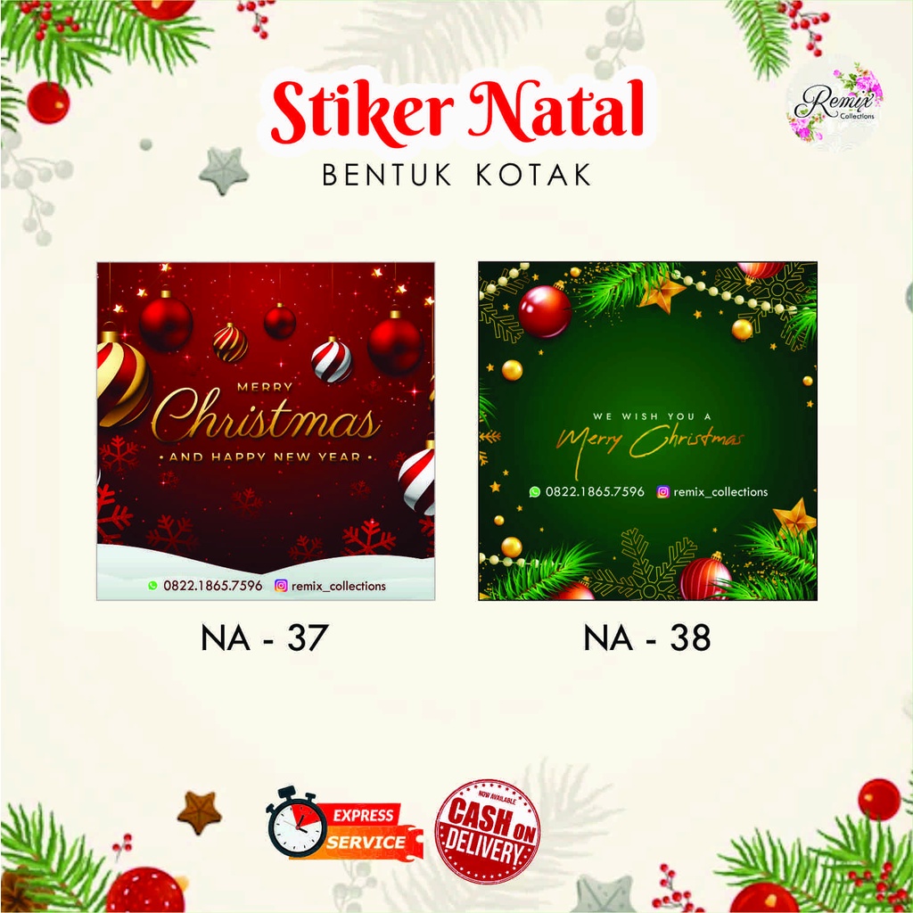 

Stiker / Label Natal / Christmas / Segel Box / Packaging / Hampers