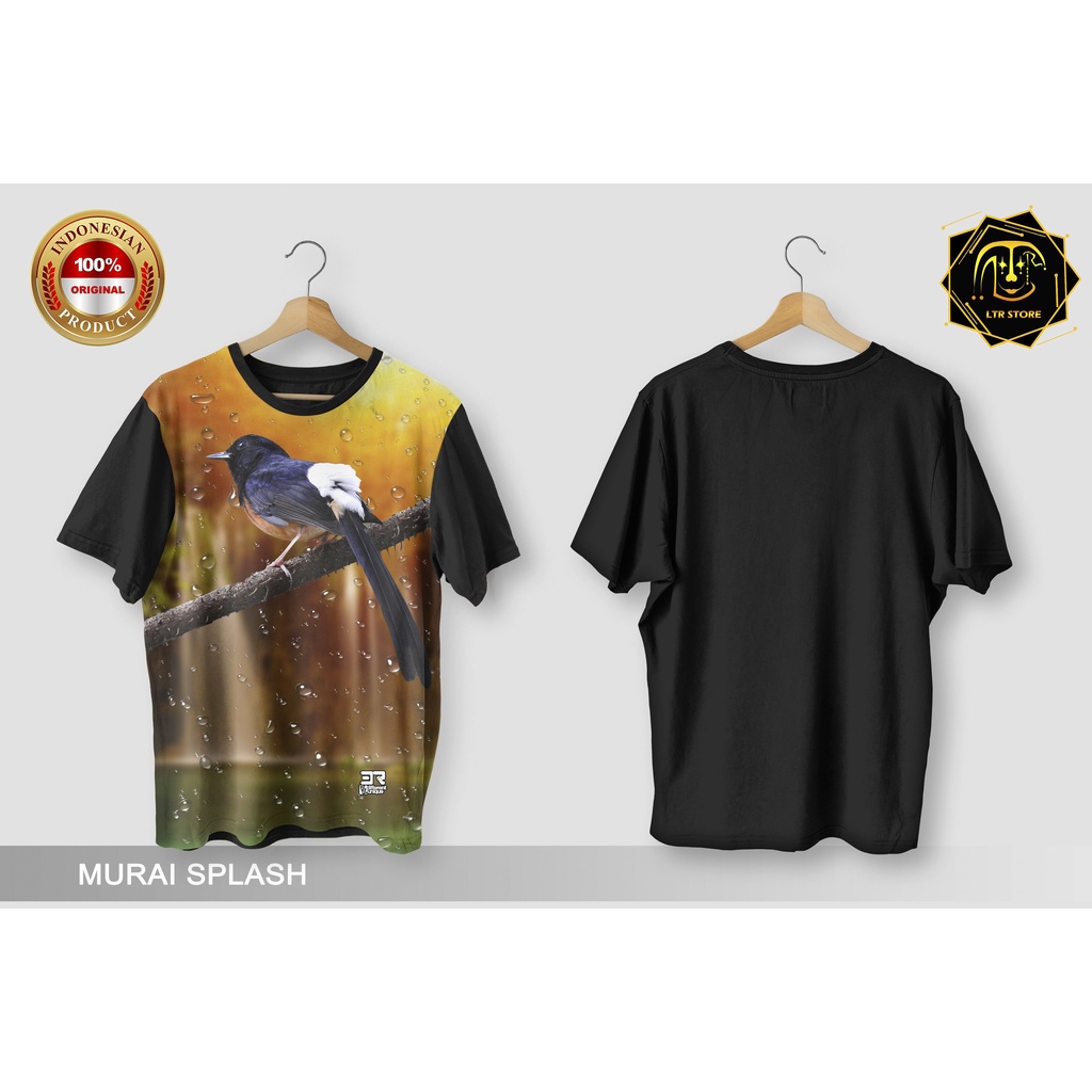 [ BAYAR DI TEMPAT ] BAJU PRINTING GAMBAR BURUNG MURAI SPLASH  - KAOS DISTRO ORIGINAL MOTIF HEWAN BIN