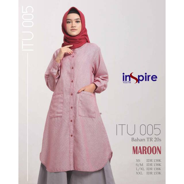 Atasan inspire ITU 005 /tunik dewasa /tunik muslimah /tunik polos/tunik syari /tunik branded