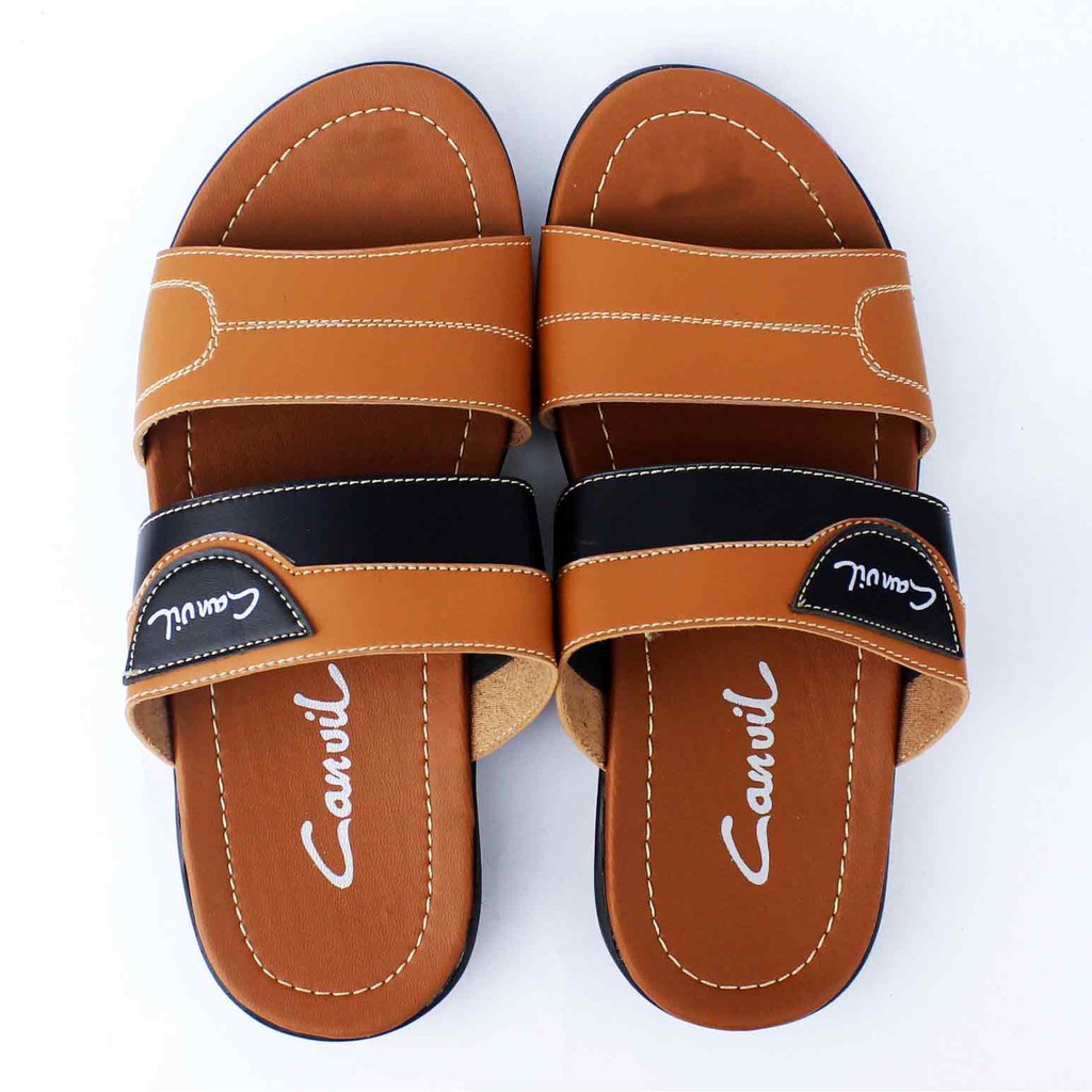 Sandal Selop Pria Virale - Sandal Casual - Sandal Slop Pria CVL-11 Tan