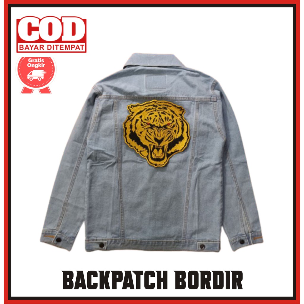 Patch Bordir Besar Emblem Bordir Jaket Punggung Motif Macan Tiger