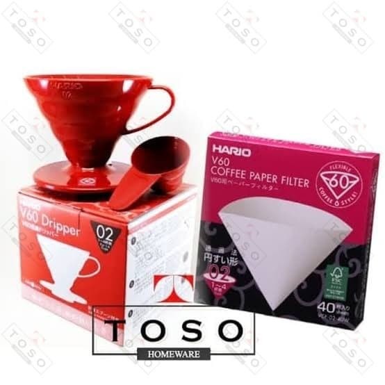 

DISKON - (BISA COD) Paket Hario V60 Coffee Dripper with Paper Filter 02 Pour Over Kit Kopi