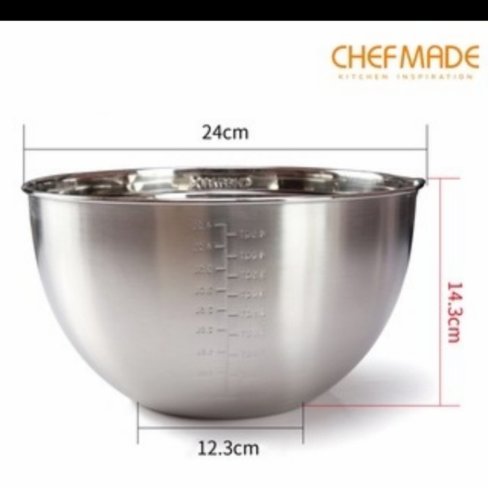 chefmade stainless mixing bowl 24cm wk9365 / mangkok kocok adonan kue/ bowl mixing adonan