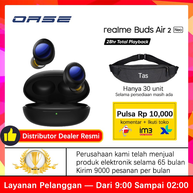 Realme Buds Air 2 Neo Bluetooth Earphone inear Original IPX5 Water Resistat 28h Playtime Fast Charge