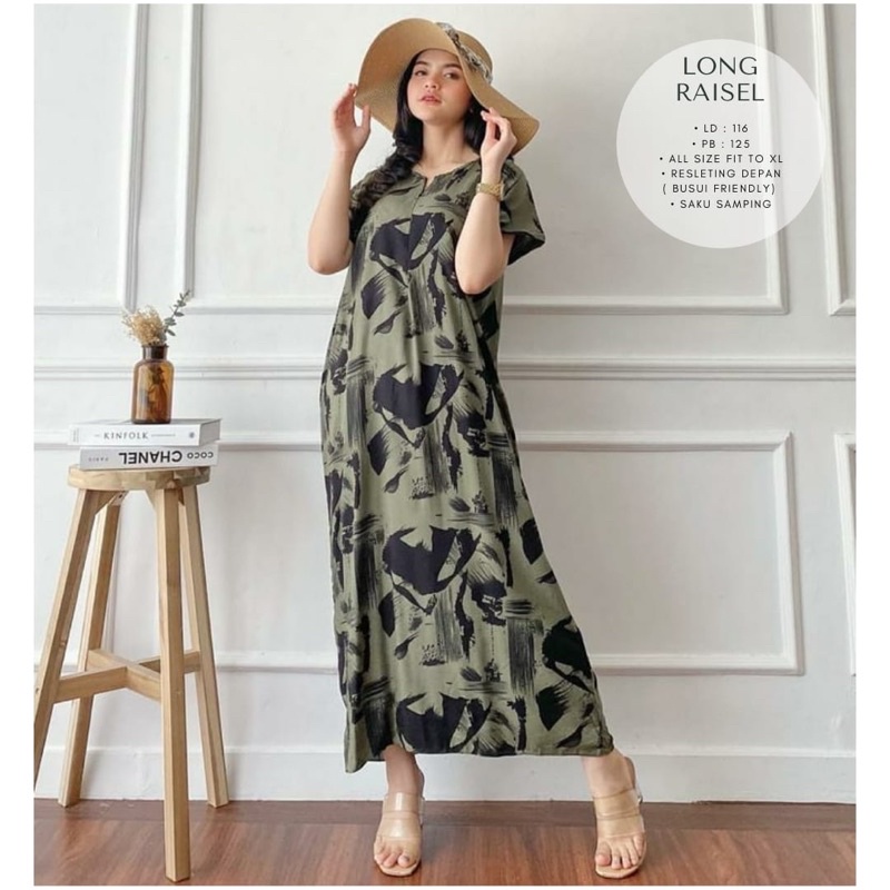 daster long semata kaki, daster panjang viral kekinian, daster rayon busui terlaris-Long Raisel