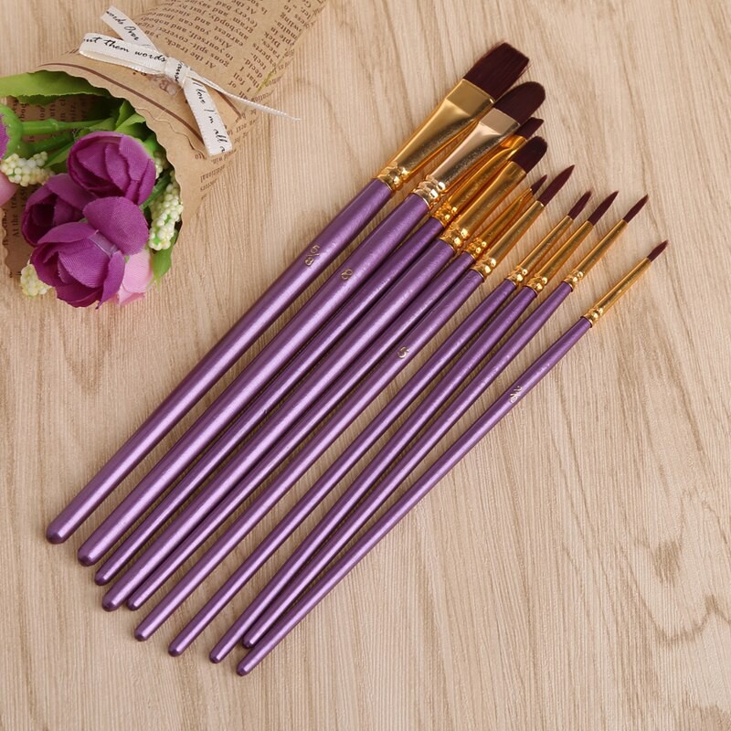 

Free Ongkir ya 10Pcs Purple Artist Paint Brush Set Nylon Hair Watercolor Acrylic Oil Painting