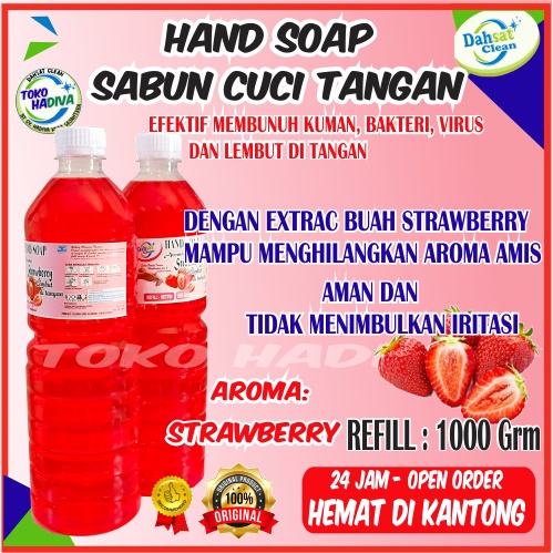 SABUN CUCI TANGAN_HAND SOAP HAND WASH 1000 Gram BOTOL REFILL – ANTI BAKTERI – ANTI VIRUS – LEMBUT DI TANGAN (STRAWBERRY)