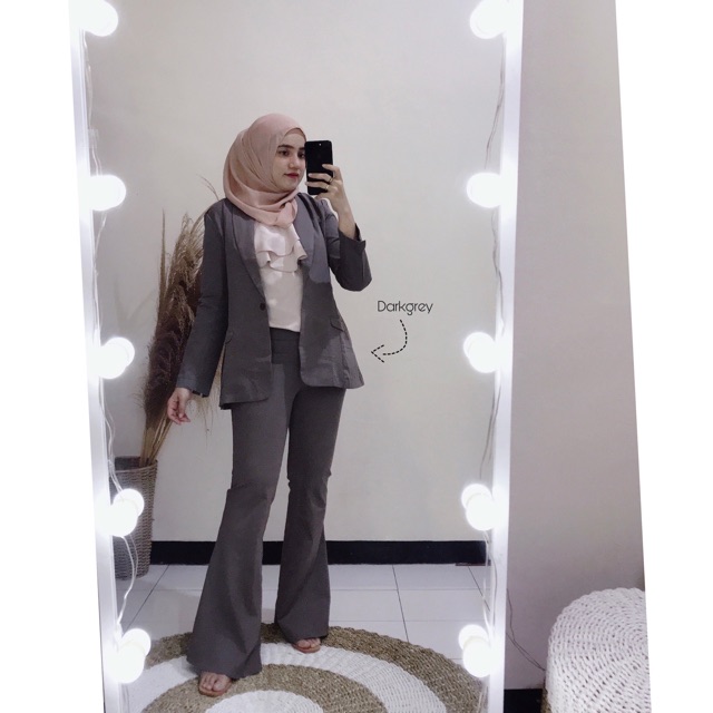 blazer set Nabila twill cutbray (bahan Cotton twill Import (double Stretch)