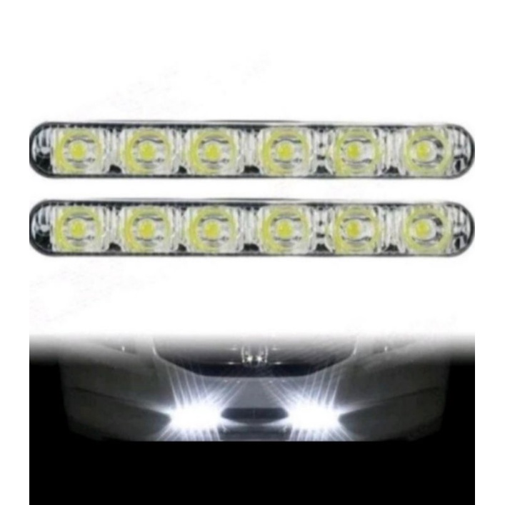 Lampu Drl Mobil 6 Led Warna Putih universal