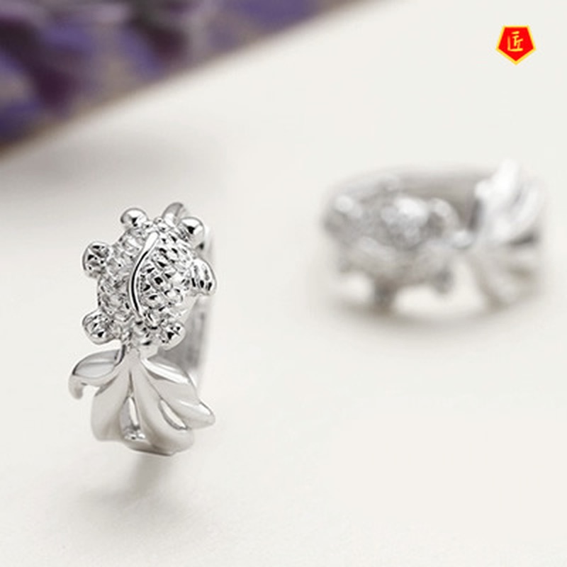 [Ready Stock]Creative Cute Small Fish-Shaped Silver Earrings