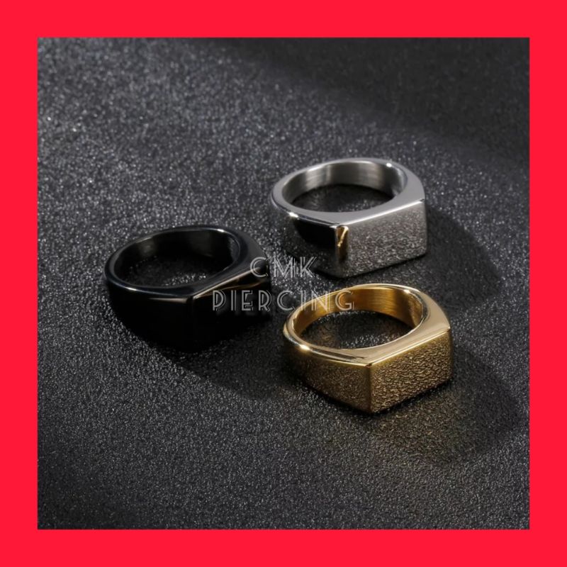Cincin Titanium Persegi Pria Anti Karat Premium