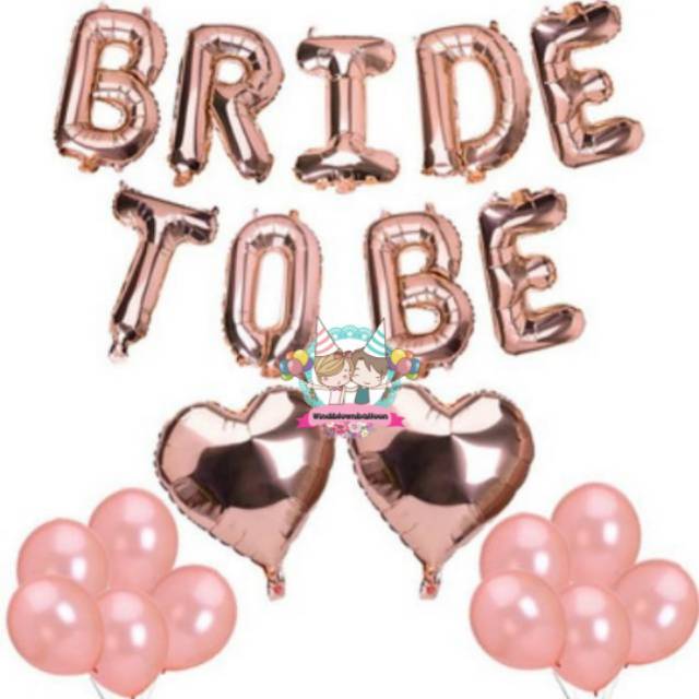 WINDBLOWN BALLOON SET DEKORASI BALON FOIL  BRIDE TO BE ROSE 