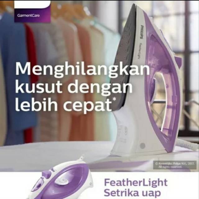 Setrika Uap Philips Feather Light Steam Iron GC1418 Gosokan Uap Philips GC 1418 Garansi Resmi