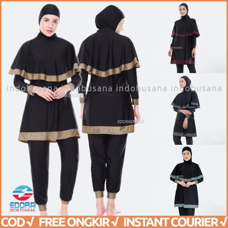 EDORA Baju Renang Muslim Wanita Dewasa Muslimah Loose Fit EMP