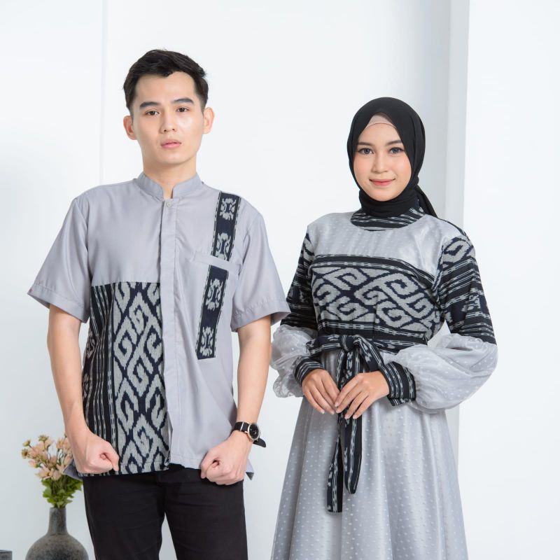 set couple baju tenun etnik asli ory seragam keluarga kondangan pesta prewedding kantor sarimbit tunik dress gamis wanita moderen kemeja panjang pendek pria motif sumba toraja ntb ntt aurora outer kardigan jepara