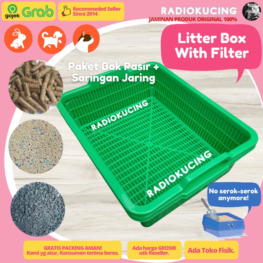 Jual Bak Pasir Litter Box dengan Saringan cocok untuk filter Wood