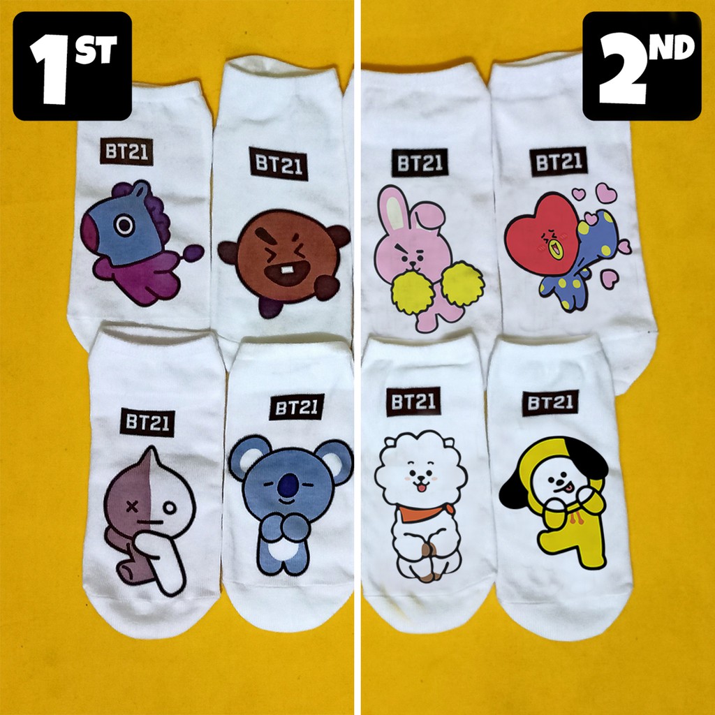  Kaos  Kaki  Pendek BT21  Ankle Low socks motif BT21  KAOSKAKI 