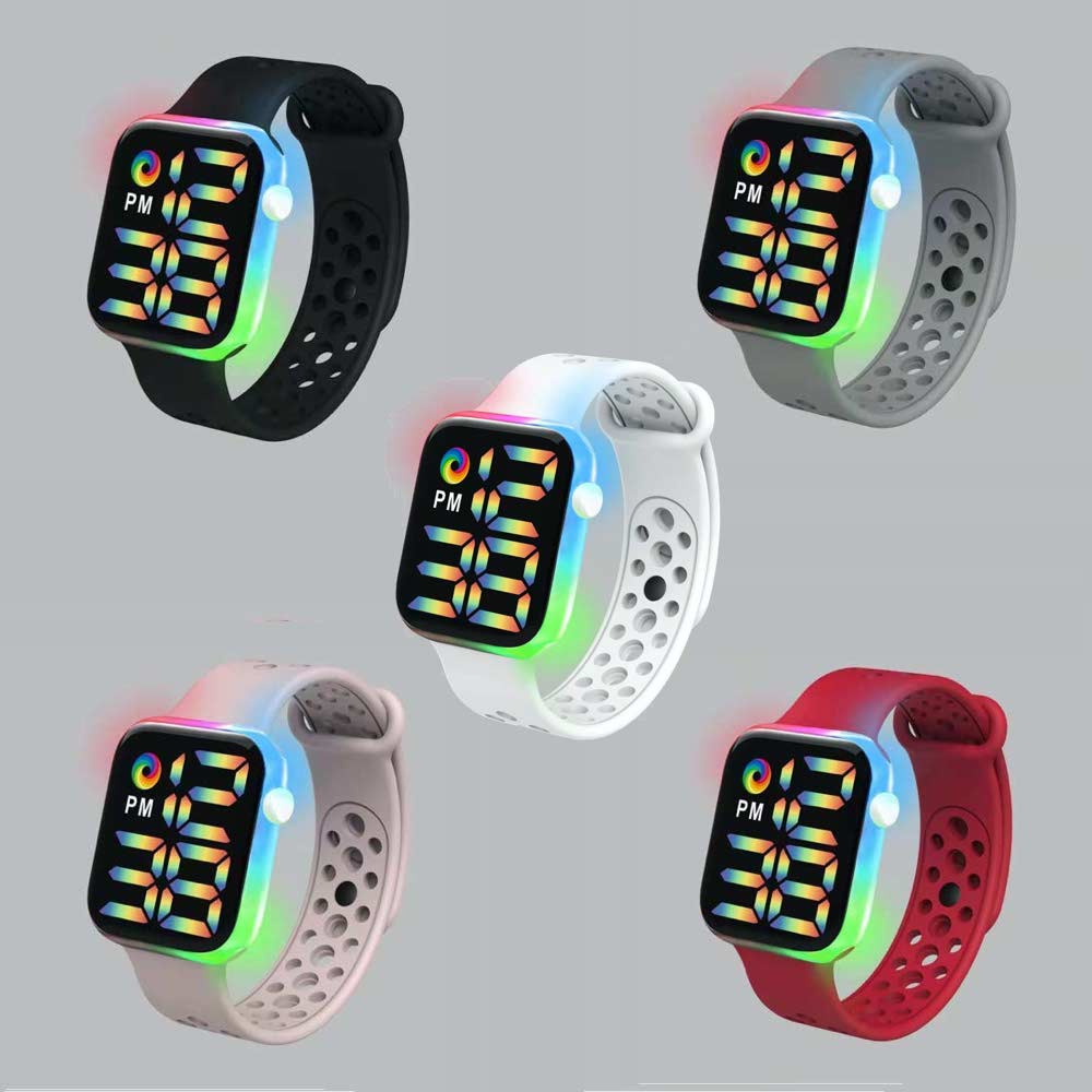 LED Watch [ Abu abu ] Water Resistant - Jam Tangan Digital Pria &amp; Wanita Strap Rubber LED_8051