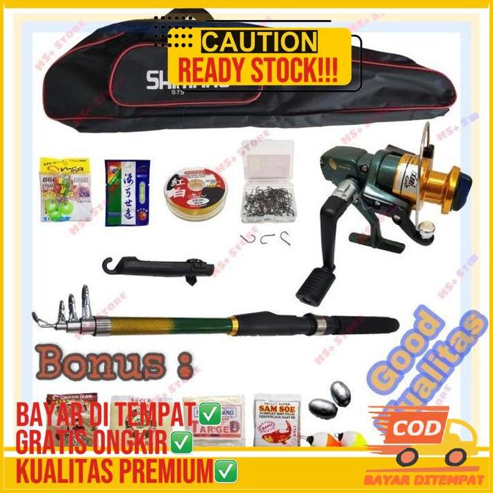 1 Set Alat Pancing Siap Pakai Joran Reel Tas Senar Dll Berkualitas