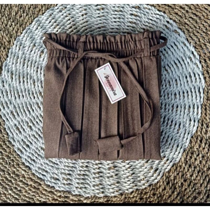 Rok kantor premium .Rok plisket smiwoll premium.rok plisket polos smiwols ./Rok kantor-Brown