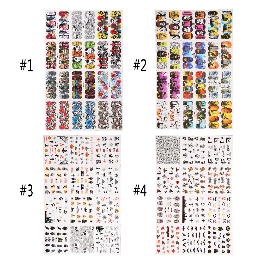 Clearance 4 Types Halloween Bone Transfer Nail Art Sticker Polish