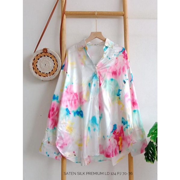 ATASAN KEMEJA WANITA SATEN SILK PREMIUM - KEMEJA WANITA LD 124 - ATASAN WANITA KEMEJA SILK PREMIUM -