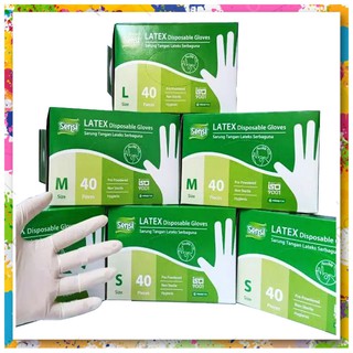 Jual SENSI Gloves Handscoon Sarung Tangan Latex Karet Premium 40 pcs