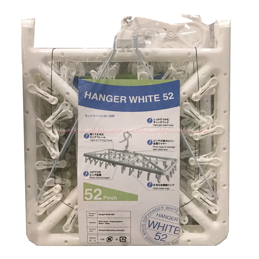 Laundry Hanger White 52pich Gantungan Hangers Putih Dengan Jepitan Tahan Patah Made in Jepang Dengan Klip Laundri Londri White