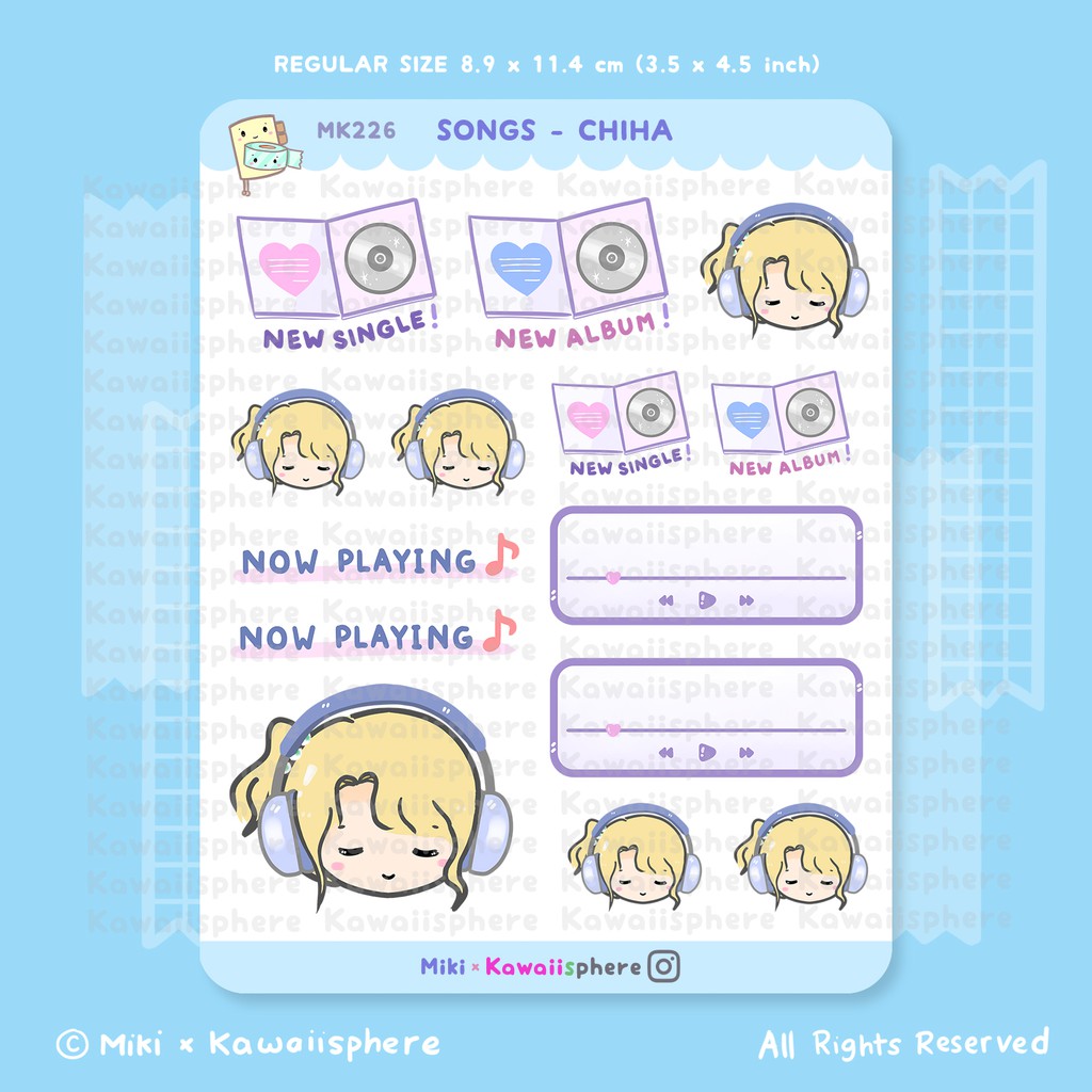 

Songs - Chiha | Kawaiisphere Music Series | Kawaii Planner Journal / Ring Binder Sticker Playlist