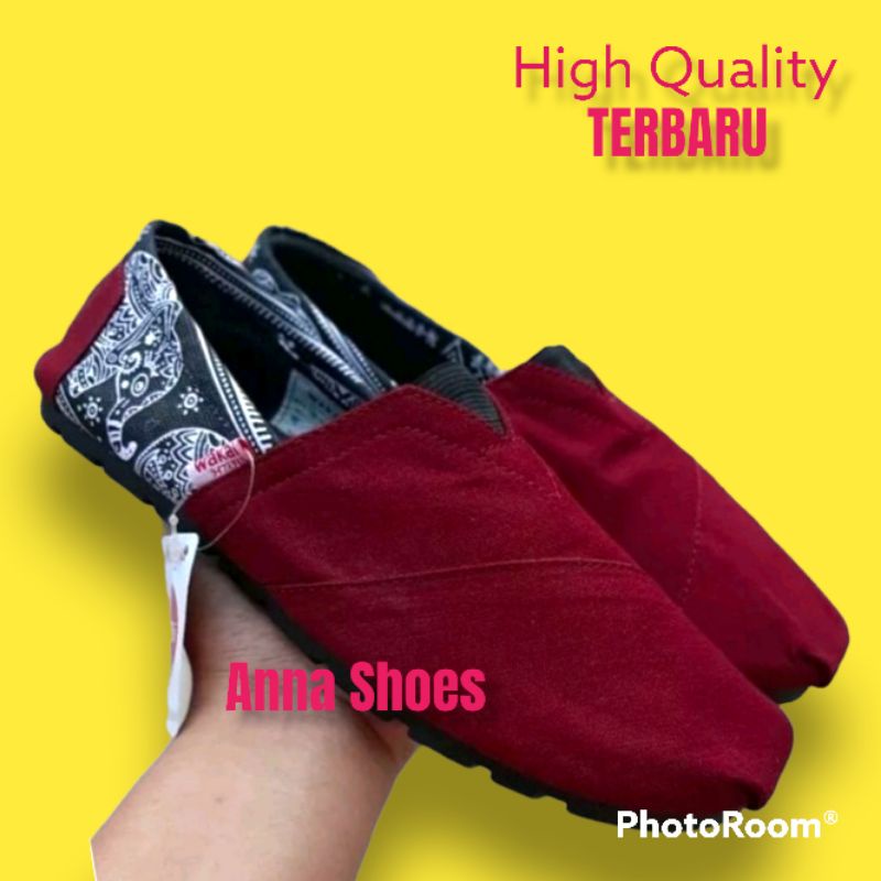 TERBARU Slip On WK Pria dan wanita Motif ELp maron
