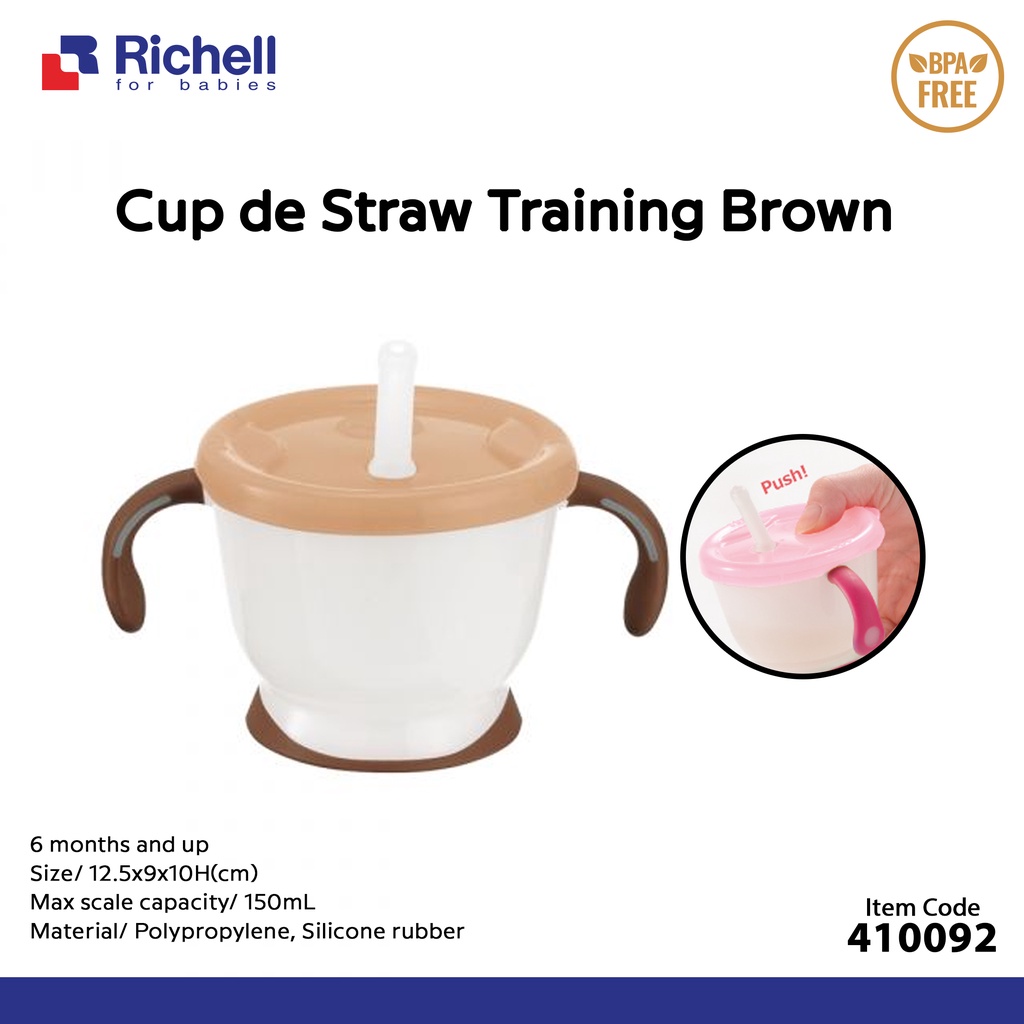 RICHELL Aqulea Cup De Mug 150ml Straw Training Cup Baby Mug Bayi Richell Baby Straw Cup Botol Minum Sedotan Bayi