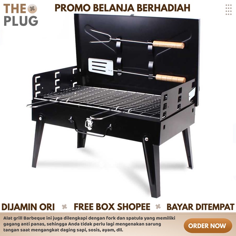 Alat Panggang Berdiri Besar Barbeque Grill Portable Pemanggang Lipat BBQ Tempat Bakar Daging Ayam Ik
