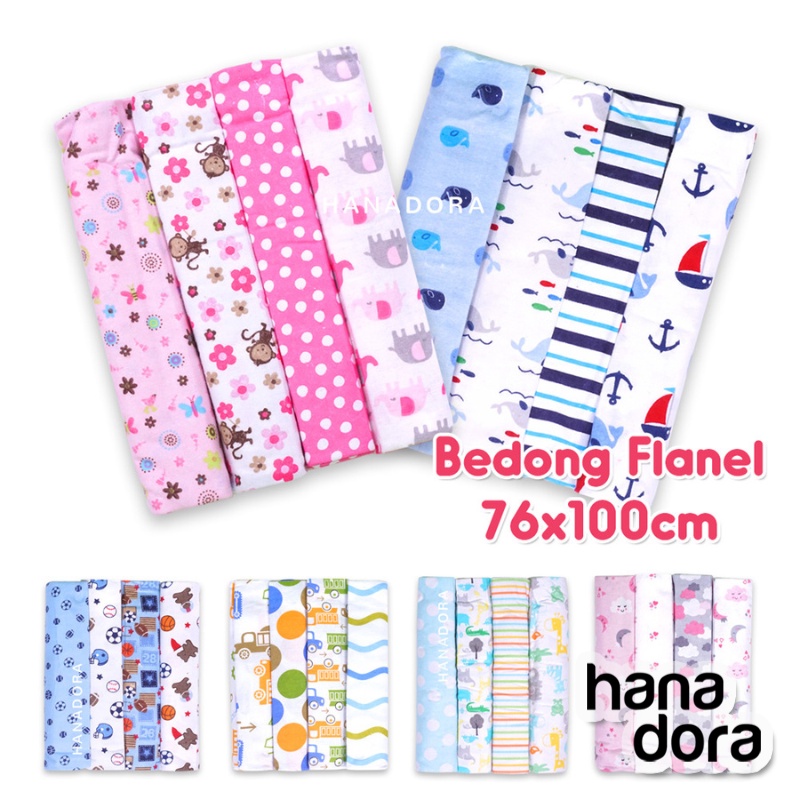 Bedong Flanel Bayi Set 4pcs 76x100cm