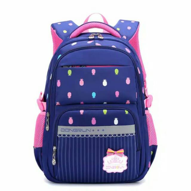 RULLY68 _Tas Sekolah / motip Nanas /Tas Ransel SD TK SMP